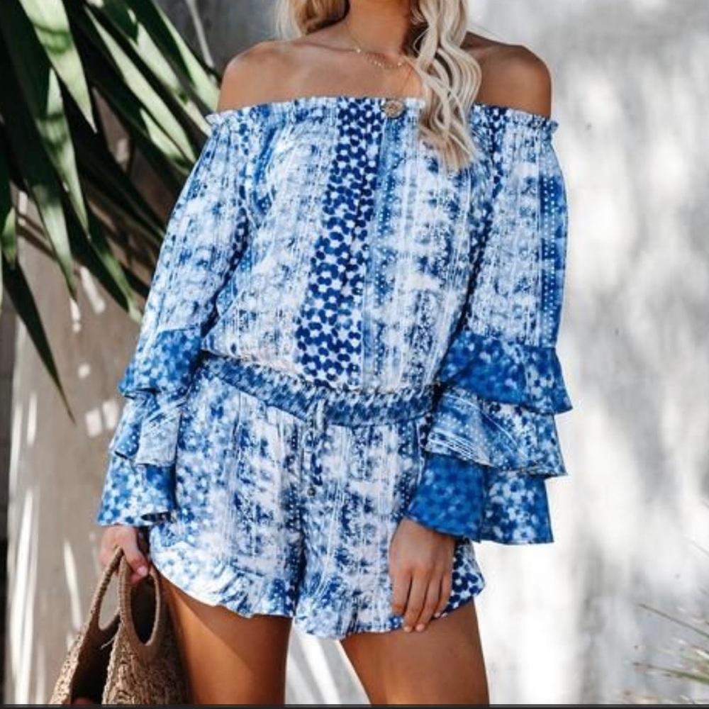 Lighthouse Off The Shoulder Ruffle Romper